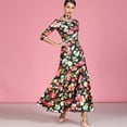 thumbnail image 5 of Ballroom Dance Dress for Women For Competition Smooth Printed, National Standard Long Sleeve Swing Skirt, 5 of 6