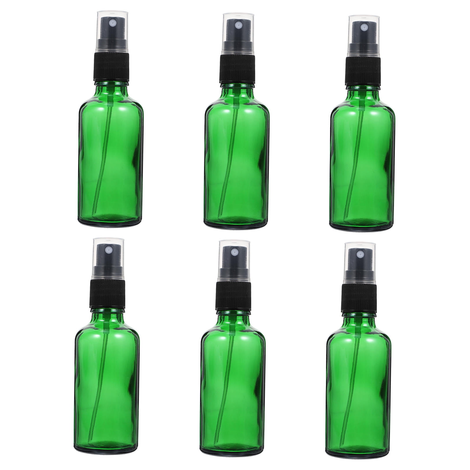 FOLOYORI 6Pcs Green Essential Oil Bottles Leak Proof Refillable Glass Spray Bottles