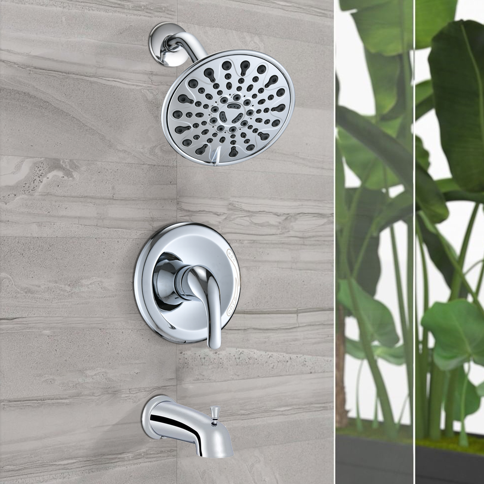 Electronn Chromel Tub and Shower Faucet Set with 3Srpay Shower Head