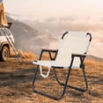 thumbnail image 2 of Folding Portable Camping Chair, Metal and Fabric Outdoor Chair for Patio Lawn Lounge off-White, 2 of 6