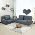 thumbnail image 2 of Unique Bargains 1-Piece Jacquard Textured Stretch Sofa Slipcover, Dark Gray, 2 of 7