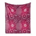 thumbnail image 1 of Purple Mandala Soft Flannel Fleece Throw Blanket, Bohemian Vintage Flower and Anatolian Turkish Featured Pattern, Cozy Plush for Indoor and Outdoor Use, 50" x 60", White Magenta, by Ambesonne, 1 of 6