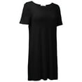 thumbnail image 3 of Women's Nightgown Super Soft Modal Sleepwear Nightshirt Short-sleeved Nightdress comes with Chest Pads Solid Color Pajamas Dress Loungewear,Black S-2XL, 3 of 7