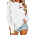 thumbnail image 4 of GUZOM Womens White Crew Neck Sweatshirt - Valentine's Day Love Graphic Long Sleeve Relaxed Fit 100% Polyester Machine Washable Festive Casual Top,Size XL, 4 of 8