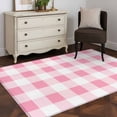 thumbnail image 3 of Hallway Runner Rug 2.7'x5', Pink Checkered Long Non-slip Runner Rugs, Pink White Buffalo Plaid Washable Outdoor Indoor Throw Floor Carpet Mat for Living Room/Bedroom/Kitchen/Office/Laundry, 3 of 9