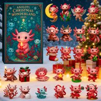 2025 24-Day Axolotl Advent Calendar - 2D Acrylic Salamander Ornaments Christmas Countdown Calendar, Adorable Hanging Decor for Christmas Tree Home Holiday, Fun Festive Countdown Gift, Pink