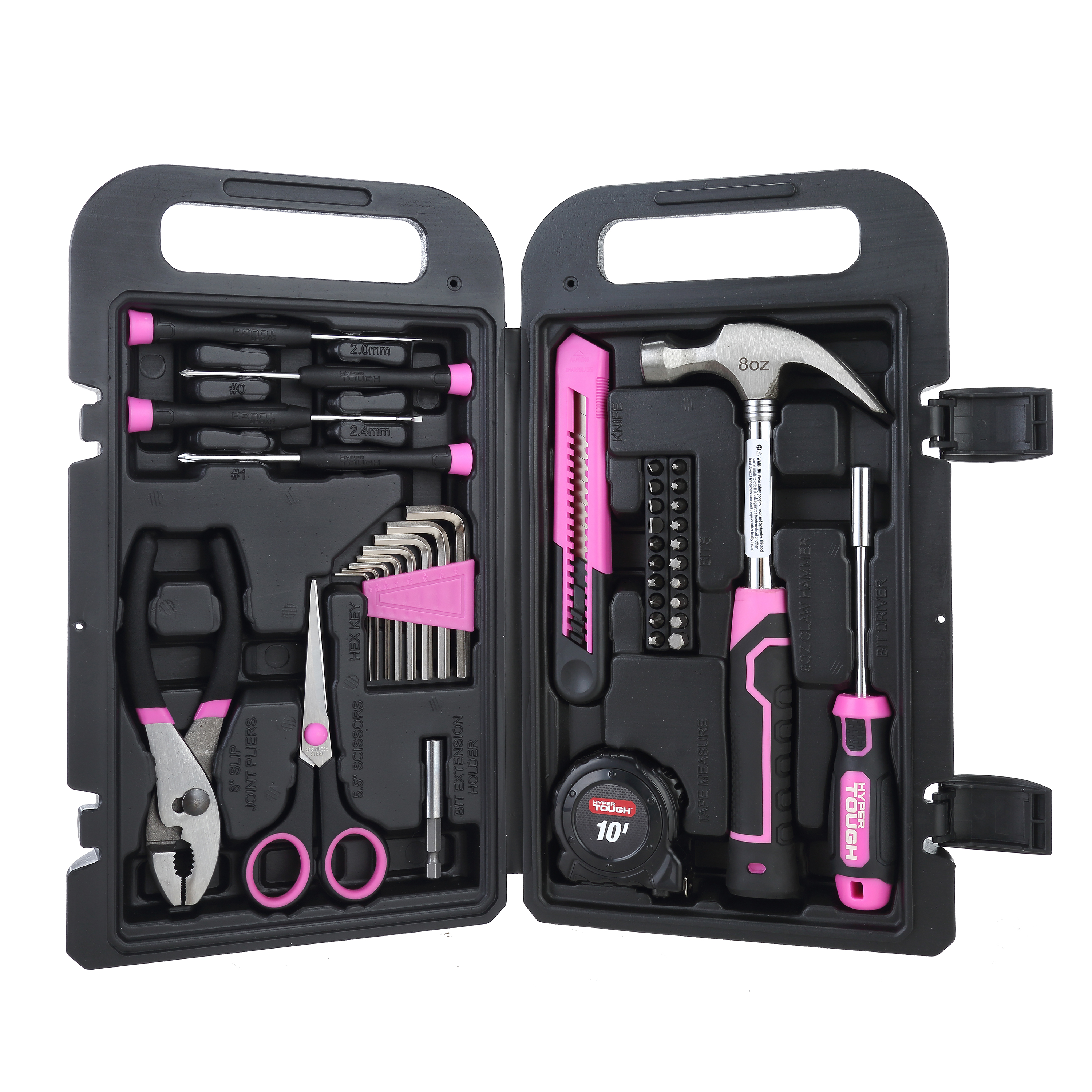 Kit de herramientas para hogar Hyper Tough de 40 piezas color rosa 5