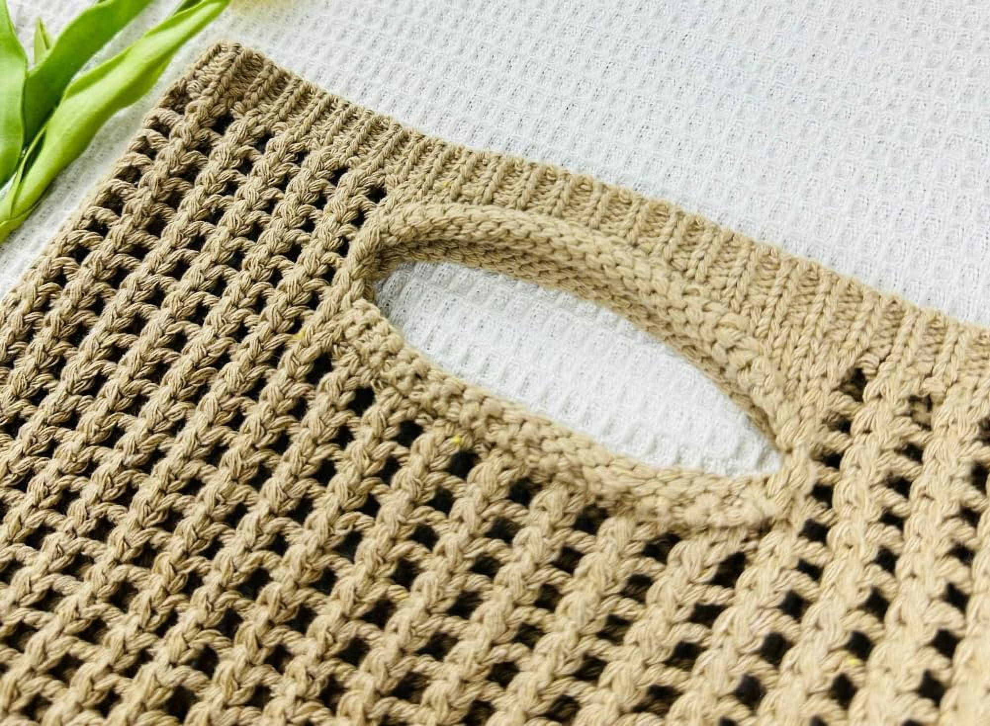 Kukuzhu Women's Handwoven Aesthetic Tote Bag Crochet Handbag Cute Knitted Mesh Beach Bag for Summer Vocation Shopping