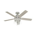 thumbnail image 3 of Hunter - Lochemeade Indoor Ceiling Fan With Light, Remote, 52-inch, Brushed Nickel, Modern-style, 3-speed WhisperWind Motor, 52651, for Living Rooms, Bedrooms, 3 of 17