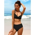 thumbnail image 2 of Attraco Women Twist High Waisted Bikini Swimwear Two Piece Ruched Tummy Control Swimsuit, 2 of 6