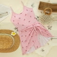 thumbnail image 3 of baikeli Maillot de Bain une Pièce pour Femmes Col Rond Imprimé Floral Découpé Bretelles Spaghetti Nœuds Latéraux Robe de Plage Rose,G, 3 of 6