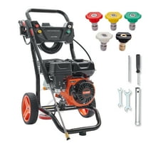 KFFKFF 3600 PSI 2.6 GPM Gas Pressure Washer w/26 ft High Pressure Hose 5 Nozzles Gas Powered Washer