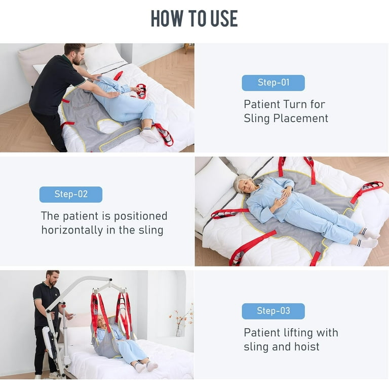 Naipo Electric Transfer Patient Lift, Medical Carbon Steel Body Transfer Lift w/Sling for Seniors, Bed & Chair Use, 510lb Weight Capacity, White