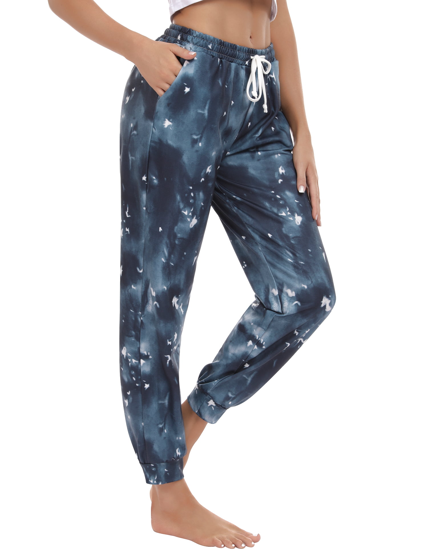 Irevial Women Tie Dye Pajamas Pants Casual Comfy Elastic Waist Drawstring Lounge Sleepwear Sweatpants with Pockets