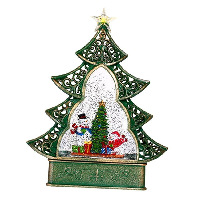 Rongfmy Christmas Tree Music Box Christmas Tabletop Decoration for Indoor Home Shelf Snowman