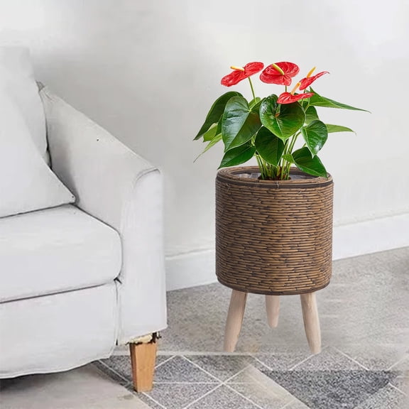 Konghyp Imitation Rattan Flower Stand, Durable Indoor Flowerpot, Lightweight Decorative Storage Container, Versatile Woven Plant Holder, Modern Home Decor