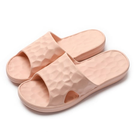 

TOYFUNNY Fashion Four Seasons Women Slippers Flat Bottom Home Bathroom Non Slip Open Toe Wavy Pattern Solid Color