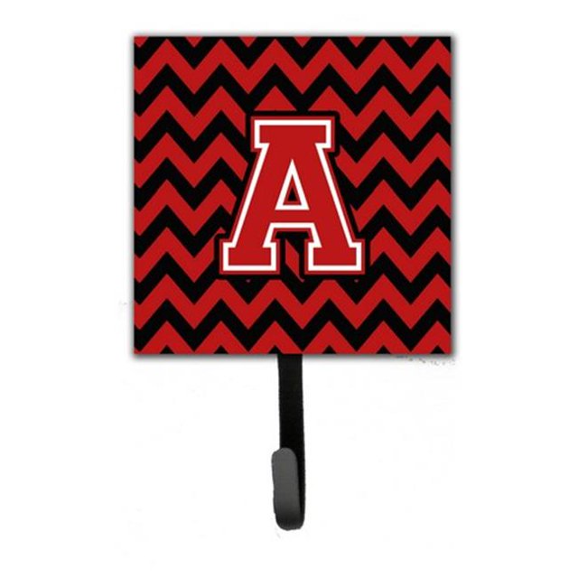 Letter A Chevron Black & Red Leash or Key Holder