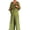 Green, variant on Women's Casual Two Piece Chiffon Outfit Summer V-neck Short Sleeve Top Wide Leg Pants Set Loose Loungewear Suit