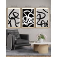 thumbnail image 4 of SHENIFY large 24x36in3pcs Natural Framed Black and White Lines Abstract Wall Art Ink Wash Minimalist Canvas Painting Artwork, 4 of 6