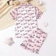 thumbnail image 2 of Uccdo Summer Boys Girls Satin Silk Short Sleeve Pajamas Set Button Down Blouse + Pants Sleepwear Loungewear Pjs Suit, Size 7-12 Years, 2 of 5