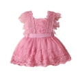 thumbnail image 2 of LYMAYTER Baby Girls Lace A-Line Dresses 6M-6T Summer Sleeveless Tutu Tulle Party Flower Girl Dress Square Neck Wedding Party Princess Dress for Toddler Infant, 2 of 10