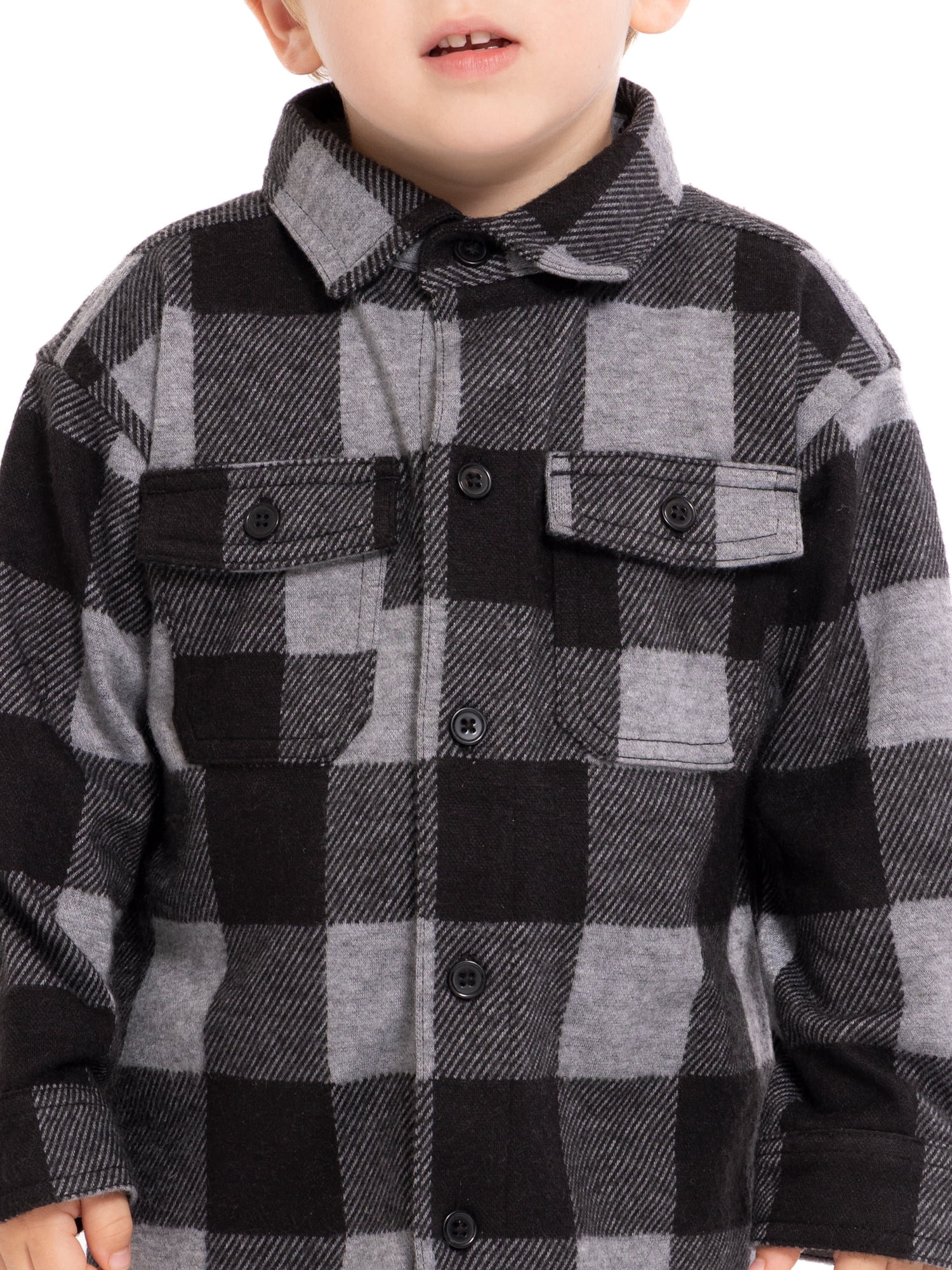 Wonder Nation Toddler Boys' Plaid Shacket with Long Sleeves, Sizes 12M-5T