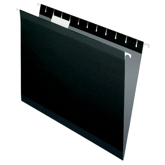 Pendaflex 04152 1/5 BLA Reinforced Hanging Folders, 1/5 Tab, Letter, Black (25/Box)