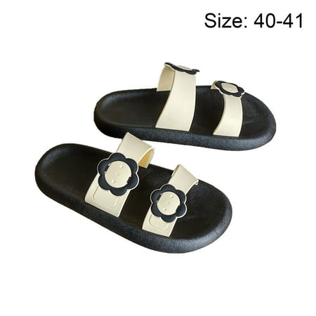 

Beach Sandals Non-slip Shower Bathroom Slippers Soft Summer Slide Sandals Black 40-41