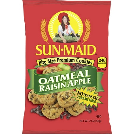 Sun-Maid, Oatmeal Raisin Apple Bite Size Premium Cookies, 2 oz, 60
