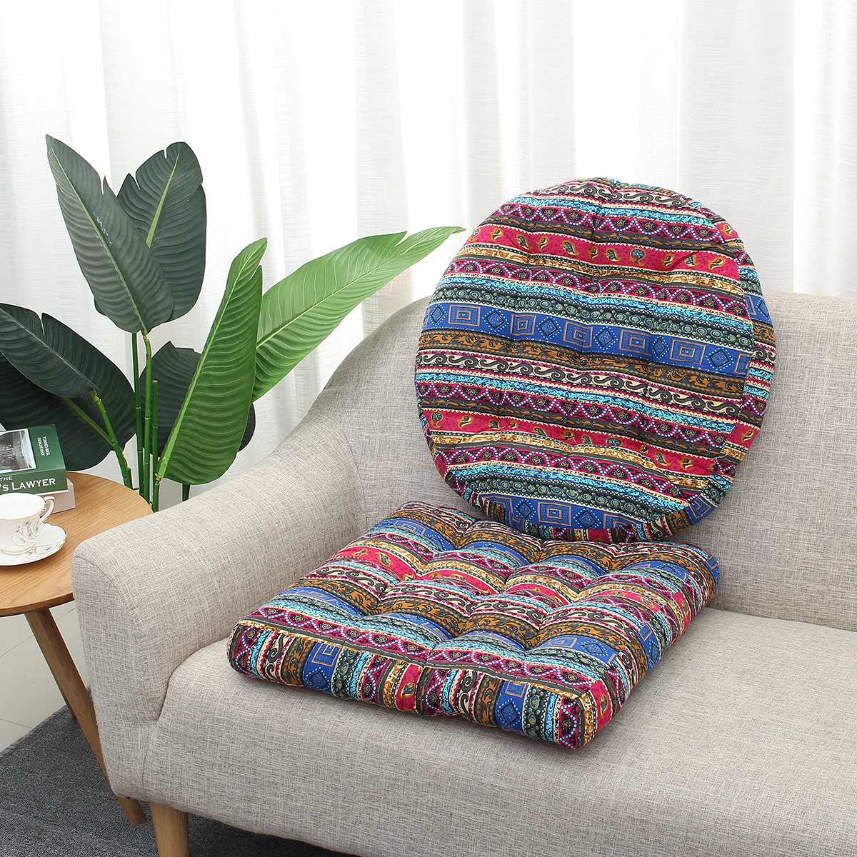 22" Dia. 4" Thicken Square/Round Chair Seat Cushions Pad Floor Pillow Back Tatami Dining Cushion