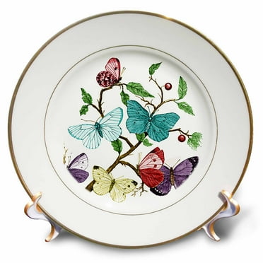 3dRose Butterflies, Porcelain Plate, 8-inch