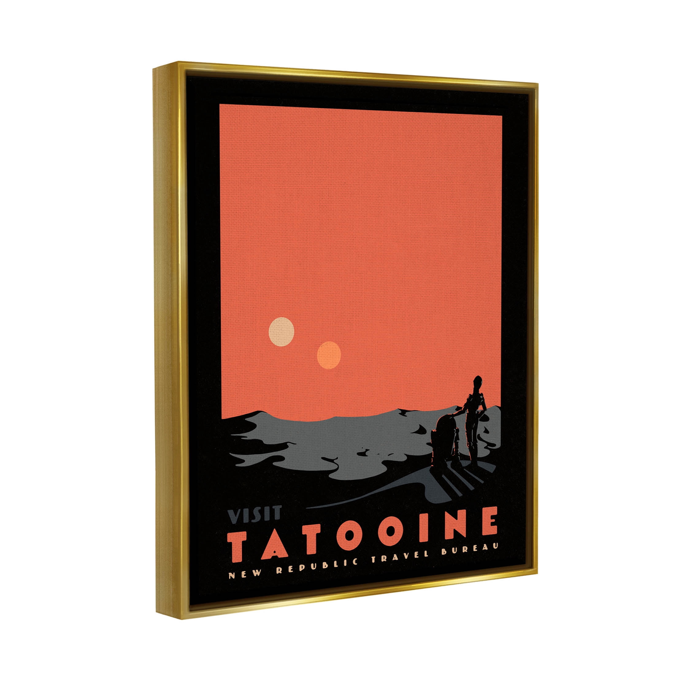 Stupell Industries Tatooine Vast Science Fiction Land Graphic Art Metallic Gold Floating Framed Canvas Print Wall Art, Design by Matheus Lopes Castro