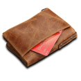 thumbnail image 5 of Cartera de piel de vaca Crazy Horse para hombre, billetera corta de piel de vaca con cepillo antirrobo, billetera con clip para billetes para hombre, monedero con doble cremallera, 5 of 5