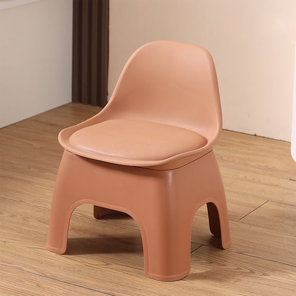 VANLOFE Thickened Plastic Stool with Backrest for Adults - Household Lightweight Portable Lawn Chairs for Living Room, Coffee Table, Sofa - Green/Gray/Orange (13.715.7in)