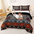 thumbnail image 3 of jejeloiu Bold Tribal Full Size Comforter Sets,Southwest Print Bedding Comforter Set For Boys,Red Gray,Black Reversible,3-Piece,1 Comforter and 2 Pillowcases, 3 of 7