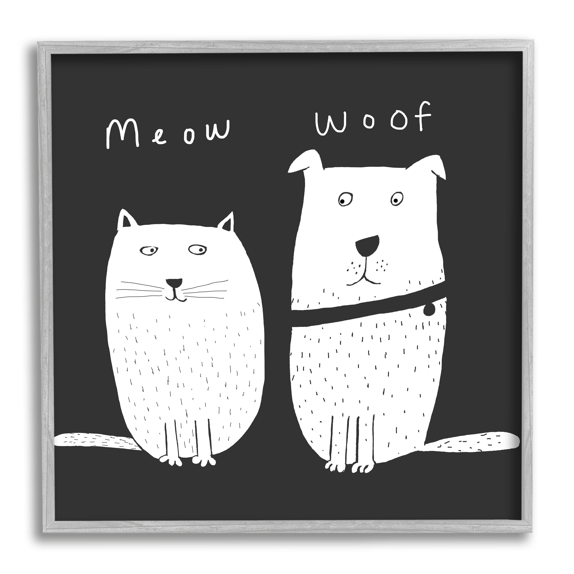 Stupell Industries Kids' Cat and Dog Pet Pair Meow Woof, 12 x 12,Design by Carla Daly