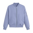 thumbnail image 4 of Dezsed Women's Casual Zip Up Bomber Jacket Lightweight Long Sleeve Windbreaker Coat Thin Sports Outerwear Spring Fall Clothes with Pockets Purple M, 4 of 6