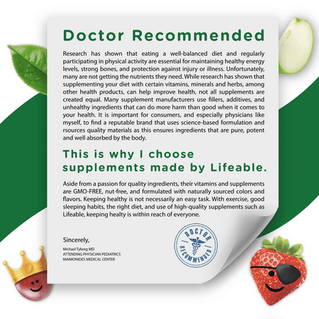 Lifeable Sugar Free Prebiotic Fiber for Kids - 4g - 90 Gummies
