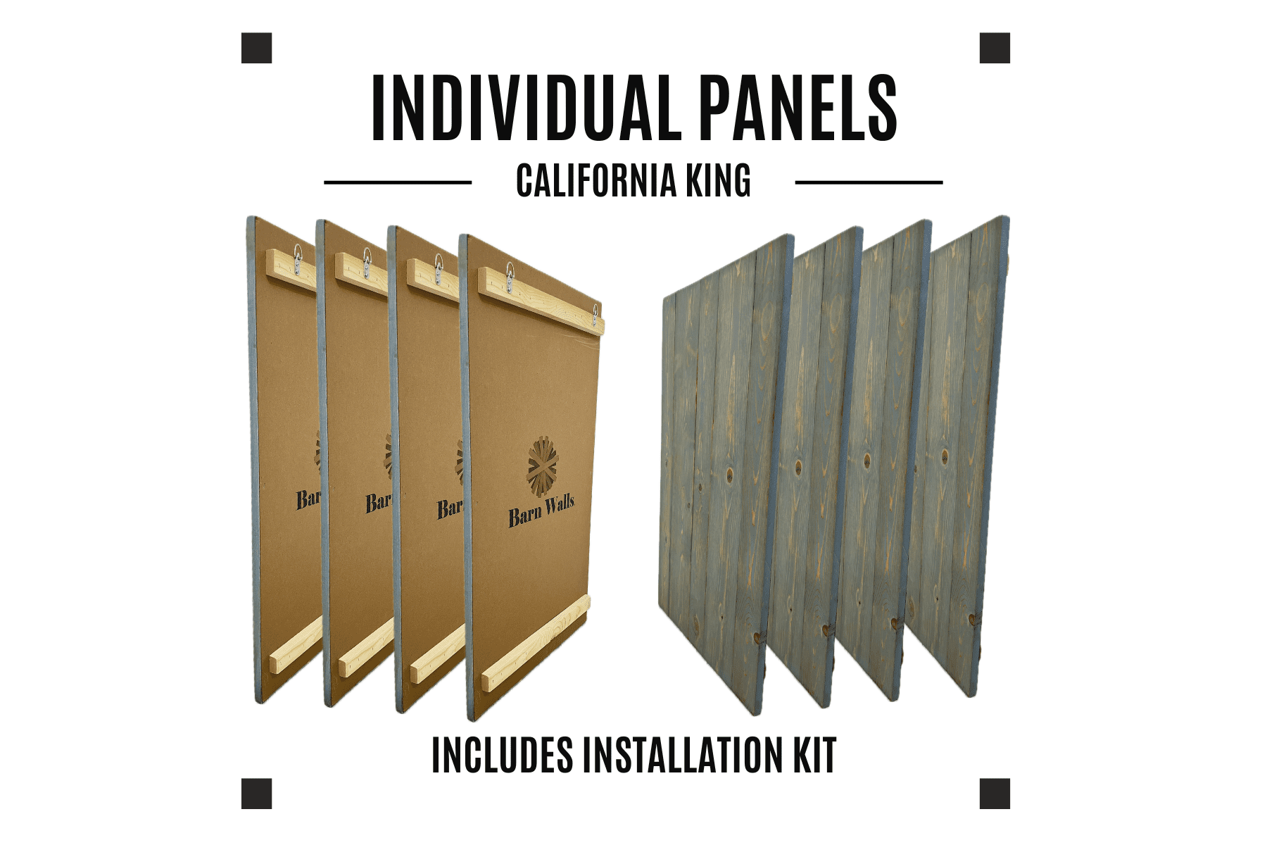 Barn Walls Coastal California King Solid Wood Headboard, Wall Mount, Bluish-Gray