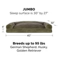 thumbnail image 5 of FurHaven Classic Sofa Orthopedic Dog Bed with Pillow Fill Base for Joint Support, Removable Washable Cover, Jumbo XL, Faux Fur & Velvet, Dark Green, 5 of 6