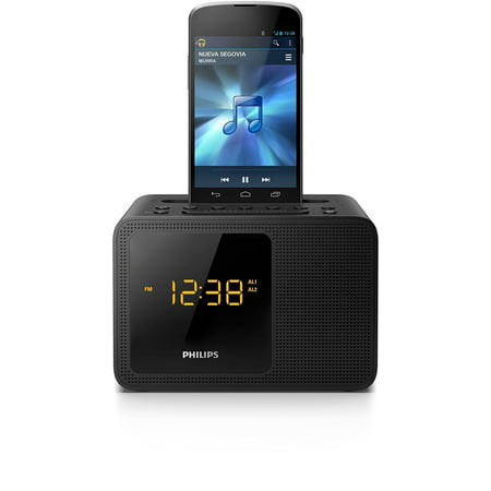 Philips Clock Radio AJT5300 Bluetooth Universal charging Dual alarm FM, Digital tuning iPhone/Android Speaker Dock Speakerphone (Best Android Dock Clock)