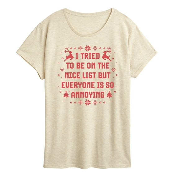 Instant Message - Tried To Nice List - Women's Short Sleeve Graphic T-Shirt
