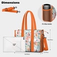 thumbnail image 5 of Teacher Tote Bag,Pioneer Flower Floral Print Pattern Teacher Utility Tote Bag,Large Work Tote Bags for Women with Multiple Pockets,Top Zipper Closure,13.8x10.6x6.7 Inch, 5 of 5