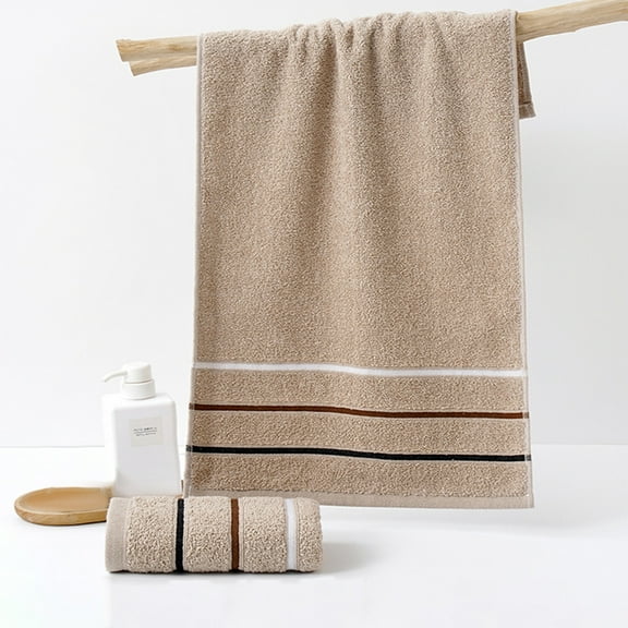 Meitianfacai Striped Absorbent Thick Soft Towel For Home Use Quick Drying Bath Towel With High Water Absorption For Shower And Bath (Brown)