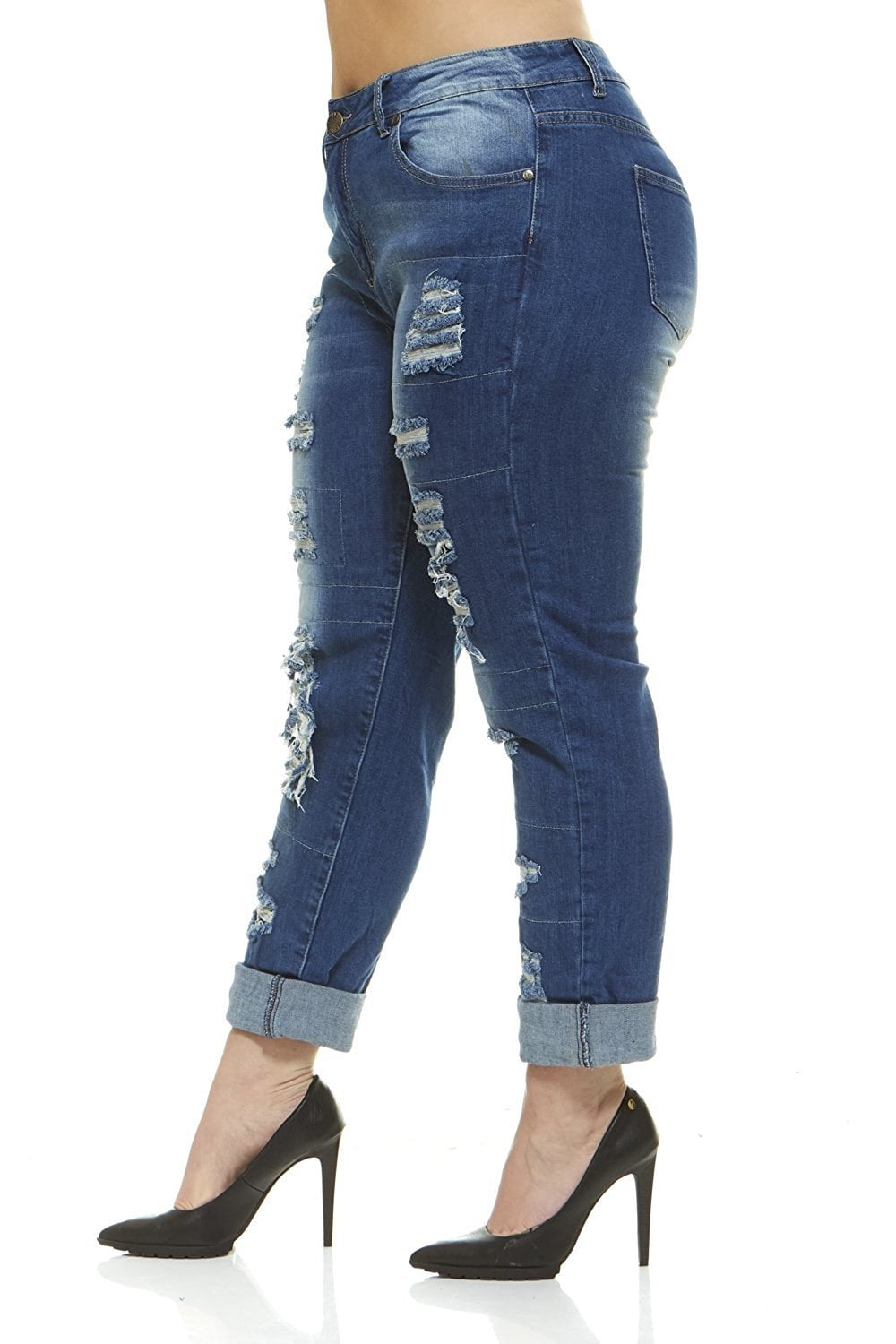 VIP Jeans - V.I.P.JEANS Distressed Patched and Repaired Skinny Stretch ...