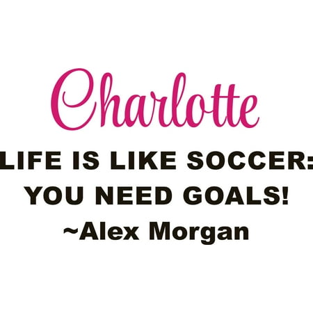Personalized Name Vinyl Decal Sticker Custom Initial Wall Art Personalization Life is Like Soccer: You Need Goals Quote Sport Alex Morgan 7 Inches X 14