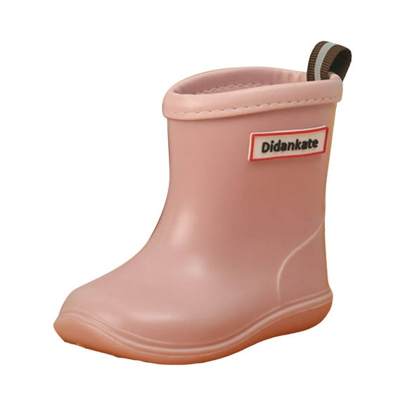 KPOPLK Toddler Rain Boots for Boys and Girls Waterproof Rubber Kids Rain Boots with Easy on Handles All-season Outdoor Shoes(14,F14-Pink)