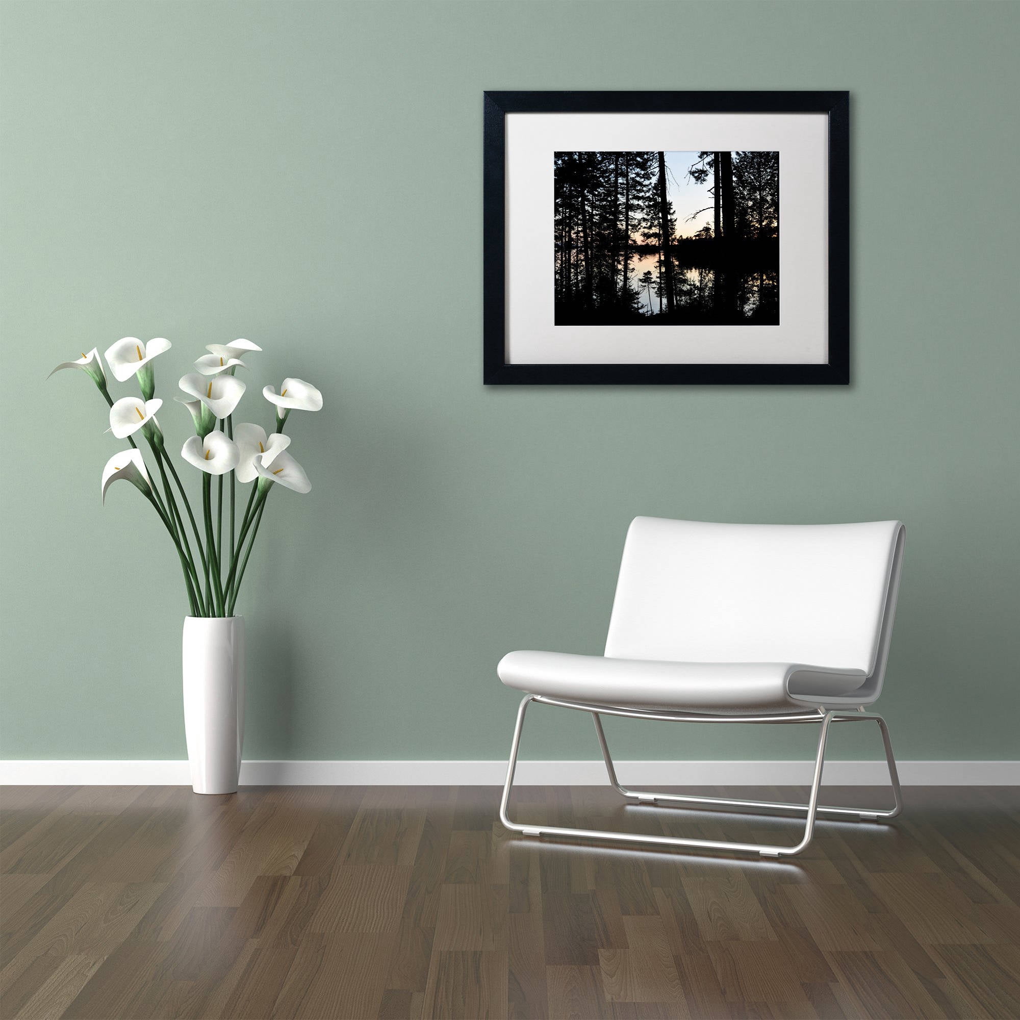 Trademark Fine Art 'Sunset Through the Trees' Canvas Art by Nicole Dietz, White Matte, Black Frame