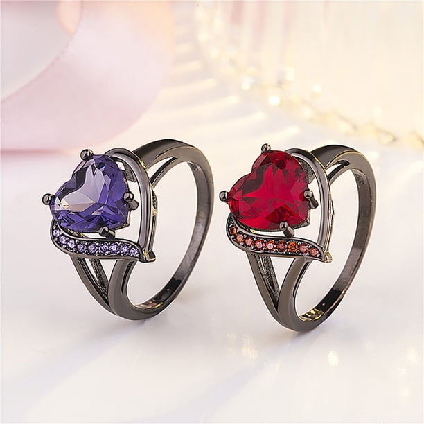 Anillo de Cobre con Forma de Corazón onlyliua y Circonita Grande Color moderno Tamaño 6-10